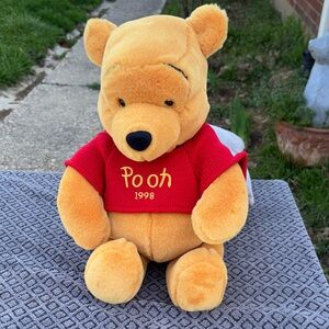Disney Winnie the Pooh Plush in Red and Golden Yellow.1998 Embroidered